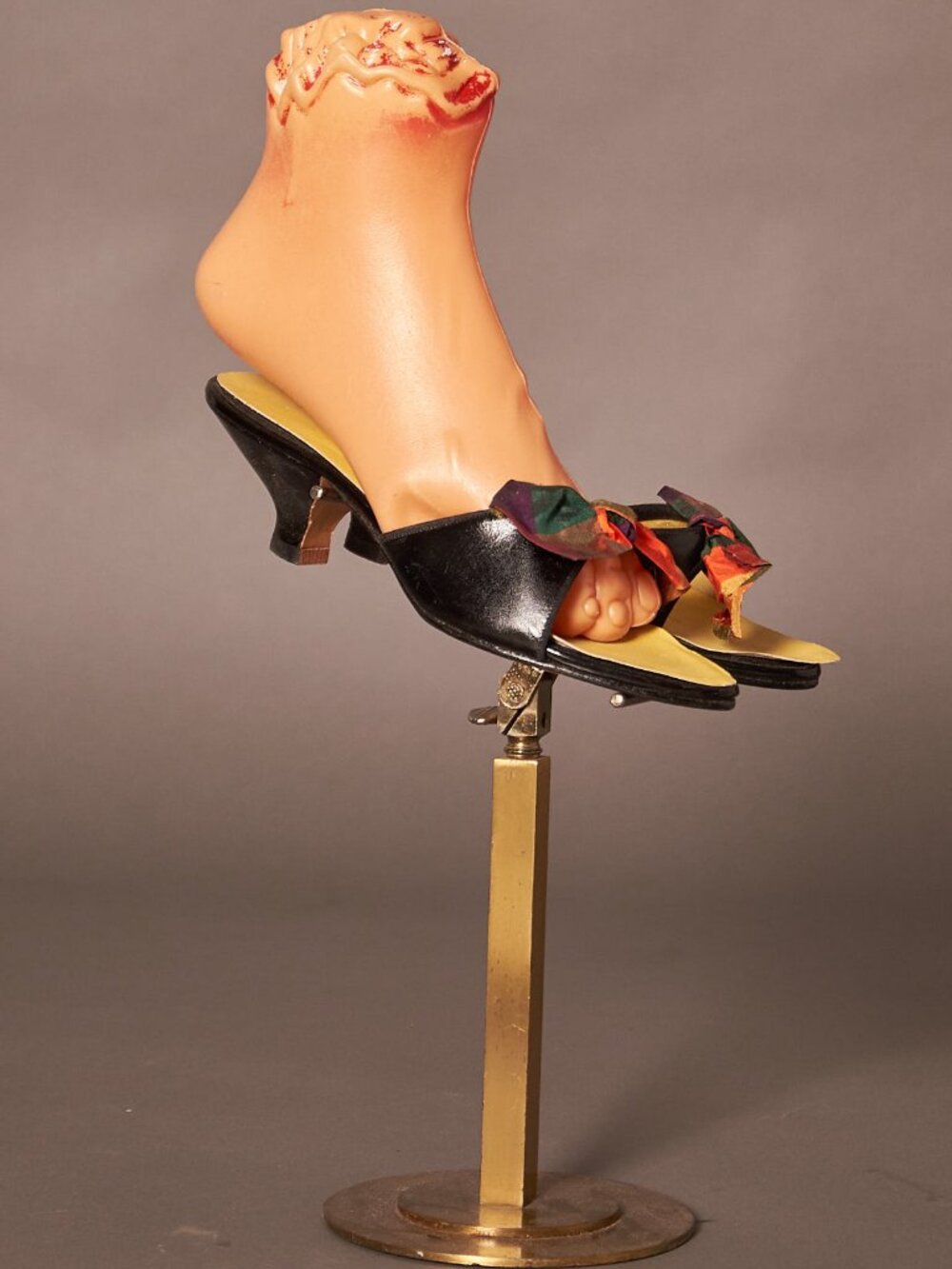 1950s Kitten Heel Plaid Bow Black Shoes